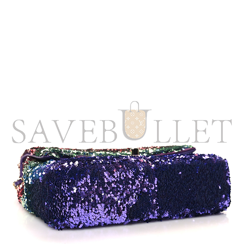 CHANEL GRADIENT SEQUIN MINI RECTANGULAR FLAP PURPLE MULTICOLOR 1515025 (21*14*8cm)