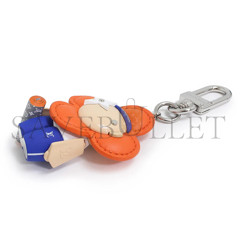 LOUIS VUITTON BAG CHARM VIVIENNE GYM KEY HOLDER CALFSKIN, ORANGE & BLUE M01198