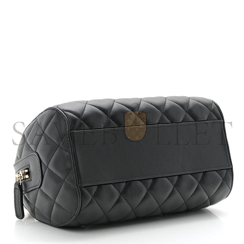 CHANEL LAMBSKIN QUILTED MINI BOWLING BAG BLACK AP4411 (18.5*11.4*4cm)