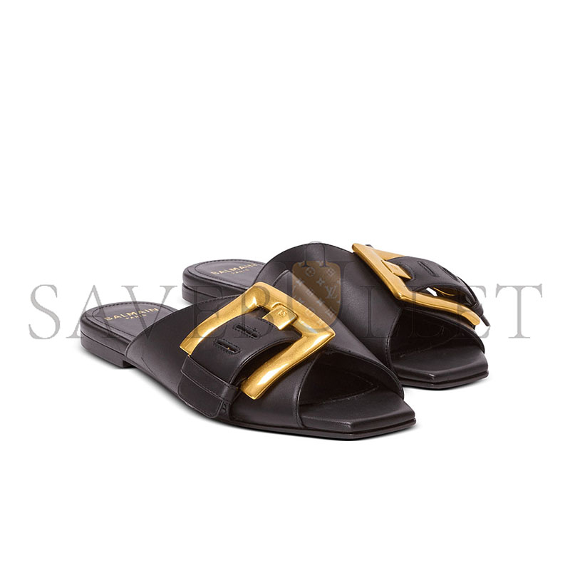 BALMAIN ANTHEM FLAT LEATHER SANDALS FN1UP141LVIT BALMAIN ANTHEM FLAT LEATHER SANDALS FN1UP141LVIT