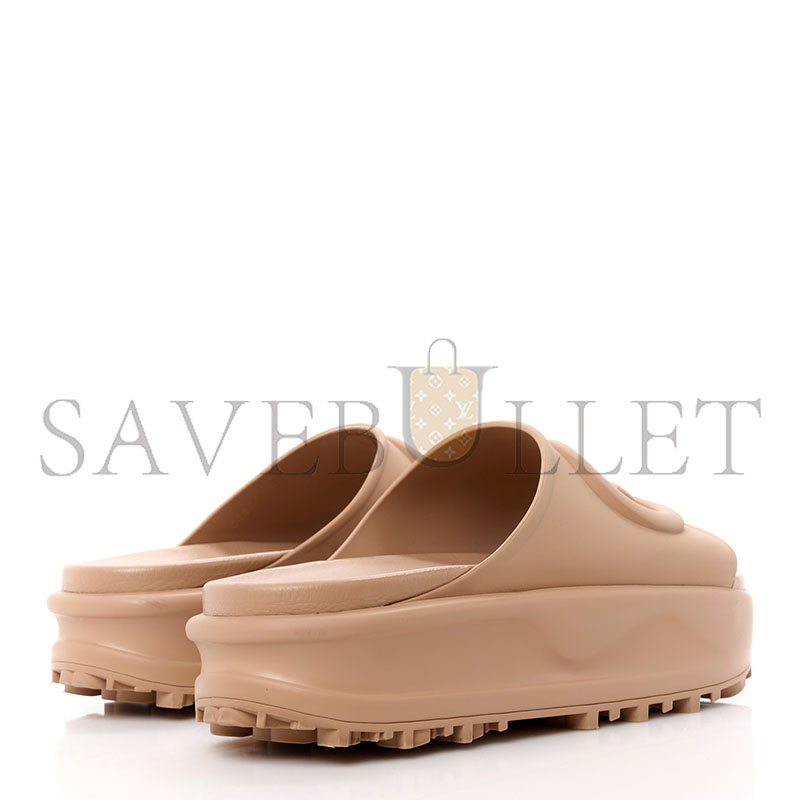 GUCCI SOFT RUBBER WOMENS INTERLOCKING G PLATFORM SLIDE SAND 692845