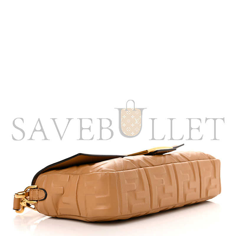 FENDI NAPPA FF 1974 EMBOSSED BAGUETTE MIELE SCURO 1449597 (27*15*5cm)