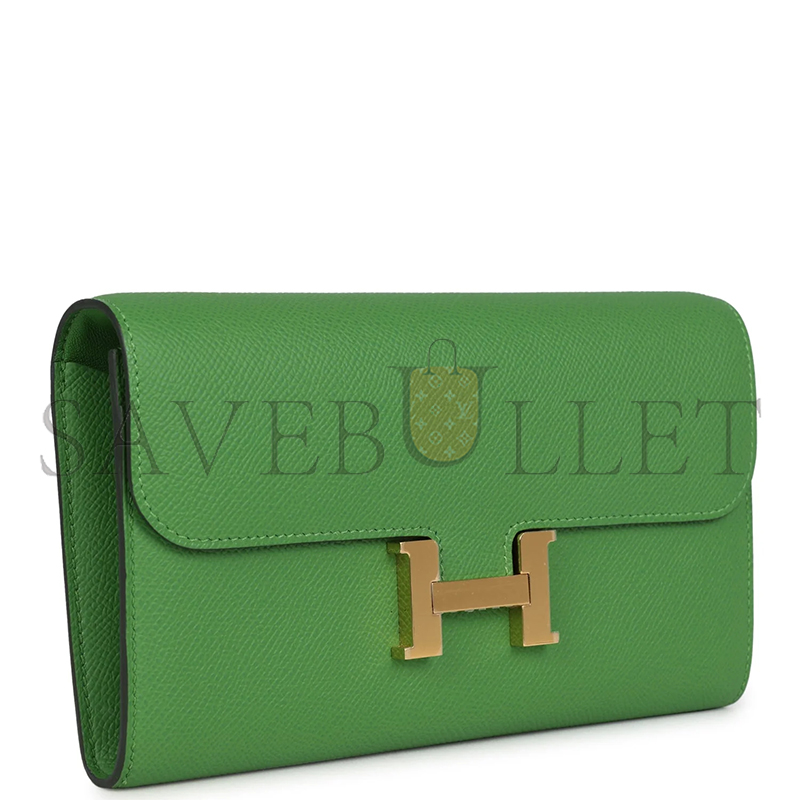 HERMES CONSTANCE WALLET TO GO VERT YUCCA EPSOM GOLD HARDWARE 436571 (20*11*4cm)