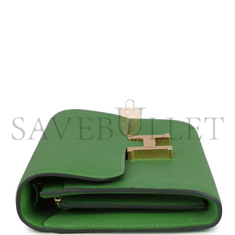 HERMES CONSTANCE WALLET TO GO VERT YUCCA EPSOM GOLD HARDWARE 436571 (20*11*4cm)