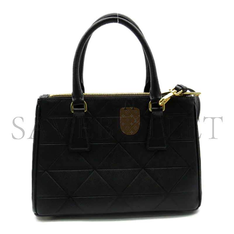 PRADA 2-WAY LEATHER SHOULDER BAG BLACK 4683561 (24*17*11.5cm)