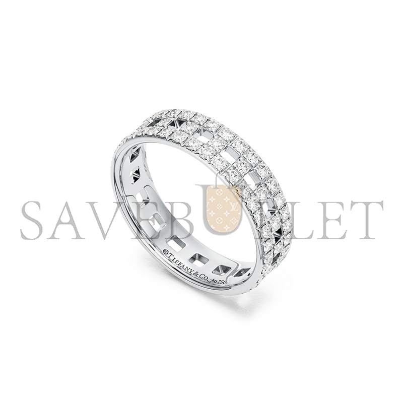 TIFFANY T TRUE WIDE RING IN WHITE GOLD WITH PAVÉ DIAMONDS 63963569 TIFFANY T TRUE WIDE RING IN WHITE GOLD WITH PAVÉ DIAMONDS 63963569