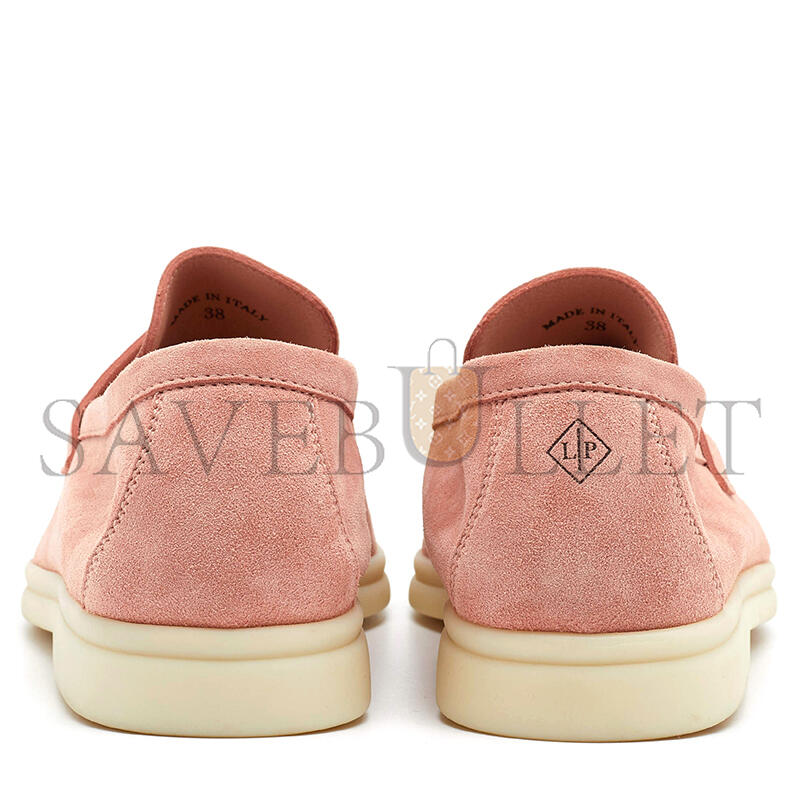 LORO PIANA PINK SUEDE SUMMER CHARMS WALK SLIP ON LOAFERS FAE5444303J