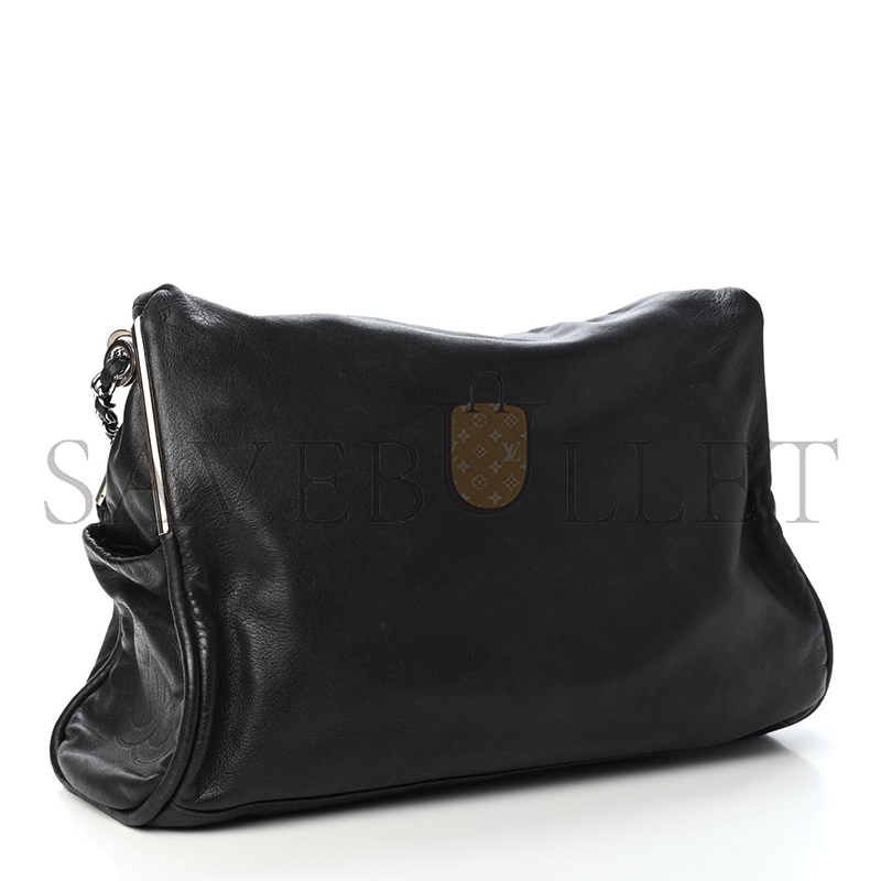 CHANEL LARGE SOFT LAMBSKIN HOBO CHAIN FOLDING BAG BLACK 496532 (38*33*17cm)