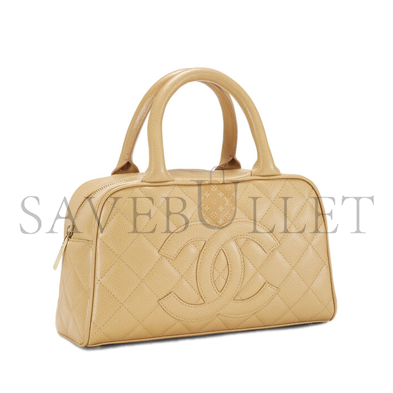 CHANEL MASTER BEIGE QUILTED CAVIAR BOWLER SMALL 71302 (25*15*7cm)