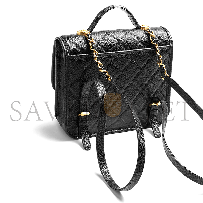 CHANEL BACKPACK GRAINED SHINY CALFSKIN & GOLD-TONE METAL BLACK AS5715 (22*19.5*7cm) CHANEL BACKPACK GRAINED SHINY CALFSKIN & GOLD-TONE METAL BLACK AS5715 (22*19.5*7cm)