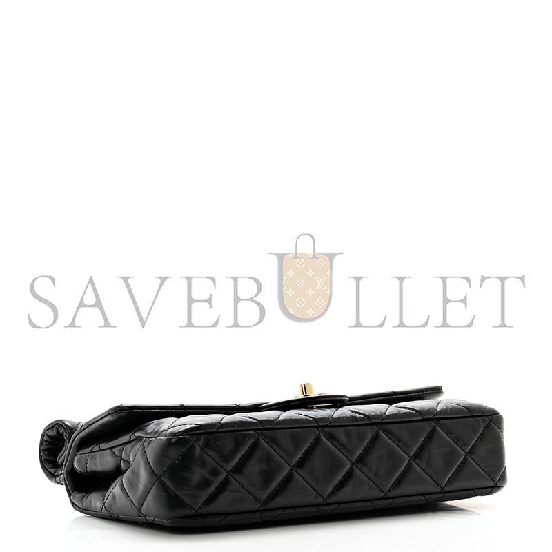 CHANEL CRUMPLED CALFSKIN QUILTED CLUTCH BLACK AS4199 (24.5*18.5*4.5cm)