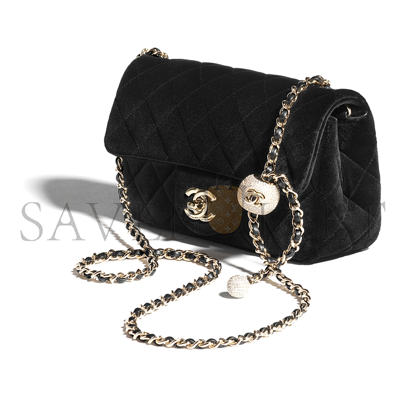 CHANEL MINI FLAP BAG VELVET, DIAMANTÉ & GOLD-TONE METAL BLACK AS1787 (20*13*7cm) CHANEL MINI FLAP BAG VELVET, DIAMANTÉ & GOLD-TONE METAL BLACK AS1787 (20*13*7cm)