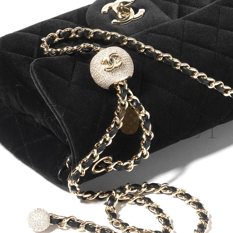 CHANEL MINI FLAP BAG VELVET, DIAMANTÉ & GOLD-TONE METAL BLACK AS1787 (20*13*7cm) CHANEL MINI FLAP BAG VELVET, DIAMANTÉ & GOLD-TONE METAL BLACK AS1787 (20*13*7cm)