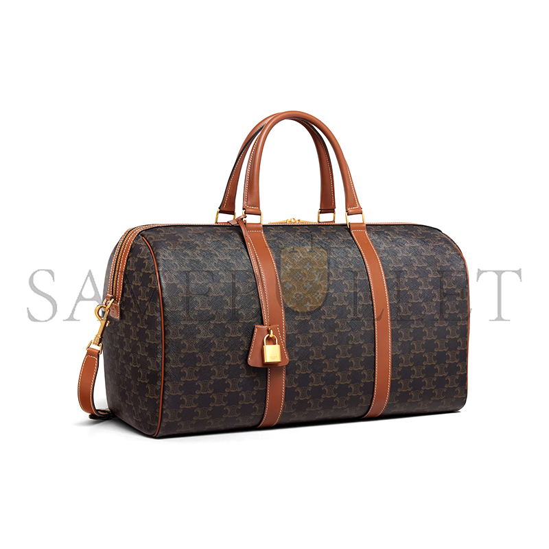 CELINE MEDIUM TRAVEL BAG IN TRIOMPHE CANVAS AND CALFSKIN 190662CAS.04LU (45*24*21cm)