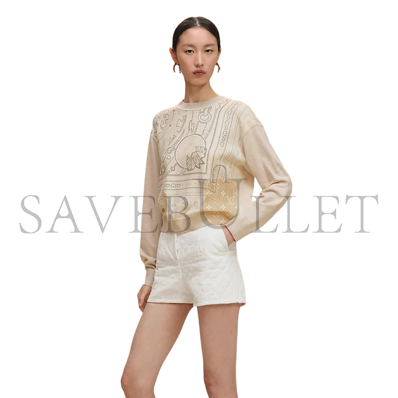 HERMES CANDY LIBRIS LONG-SLEEVE TWILLAINE SWEATER H5H2808DJET34