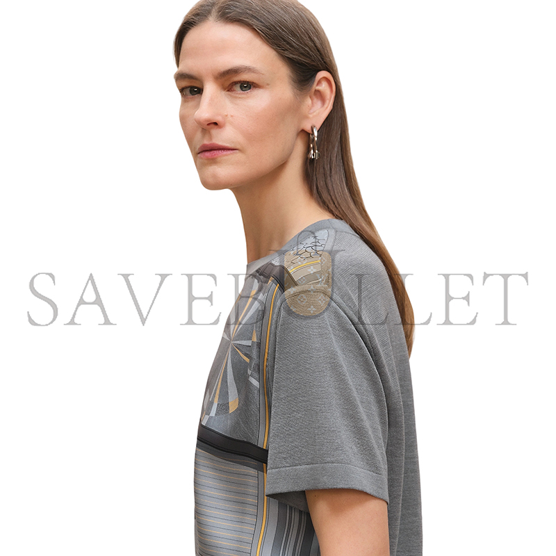 HERMES COLORIAGES DE JOUR SHORT-SLEEVE TWILLAINE SWEATER H5H2811DHO634