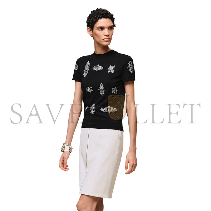 HERMES FERRONNERIE SHORT-SLEEVE SWEATER H6E2685DC0238