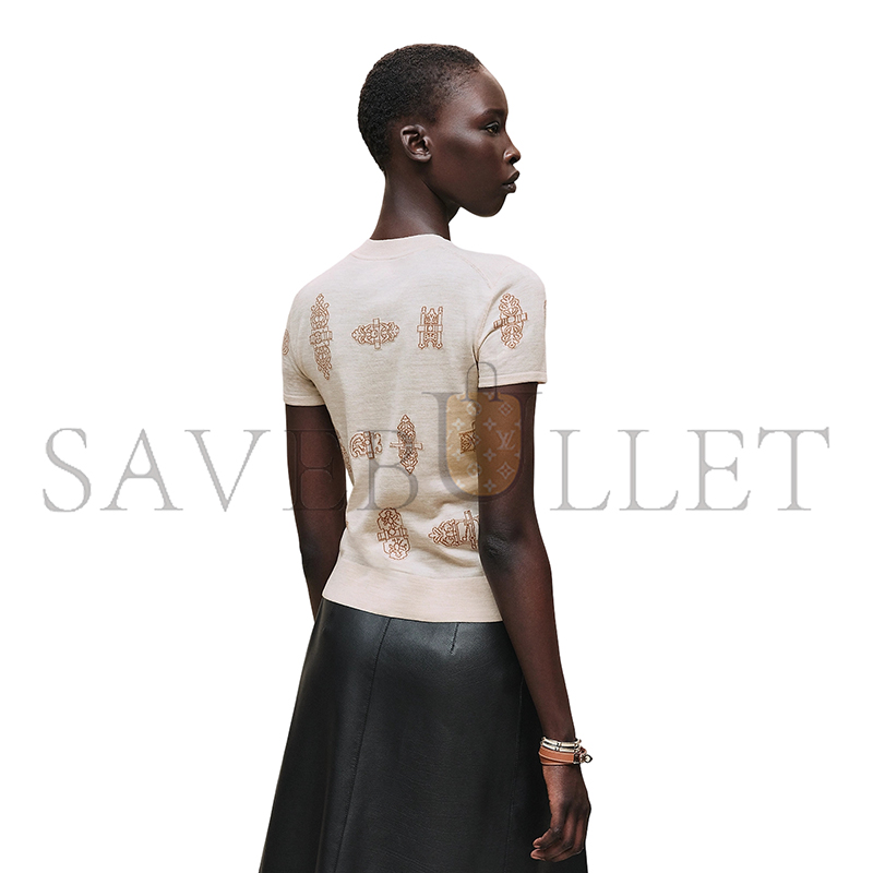 HERMES FERRONNERIE SHORT-SLEEVE SWEATER H6E2685DCMV36