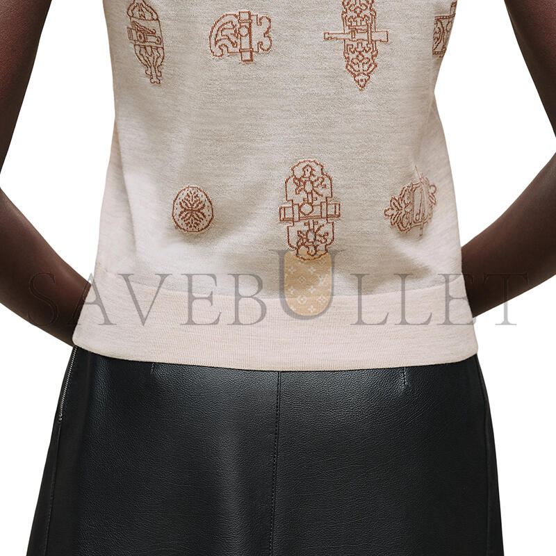 HERMES FERRONNERIE SHORT-SLEEVE SWEATER H6E2685DCMV36