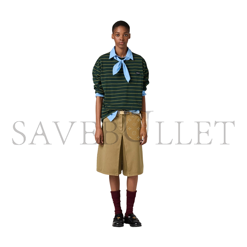 MIU MIU LONG-SLEEVED COTTON JERSEY T-SHIRT MJL014