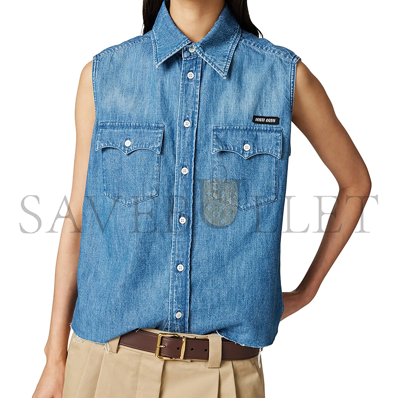 MIU MIU SLEEVELESS CHAMBRAY SHIRT GWC124