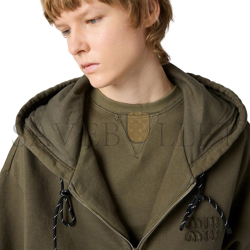 MIU MIU GARMENT-DYED HOODIE JACKET MJLA45