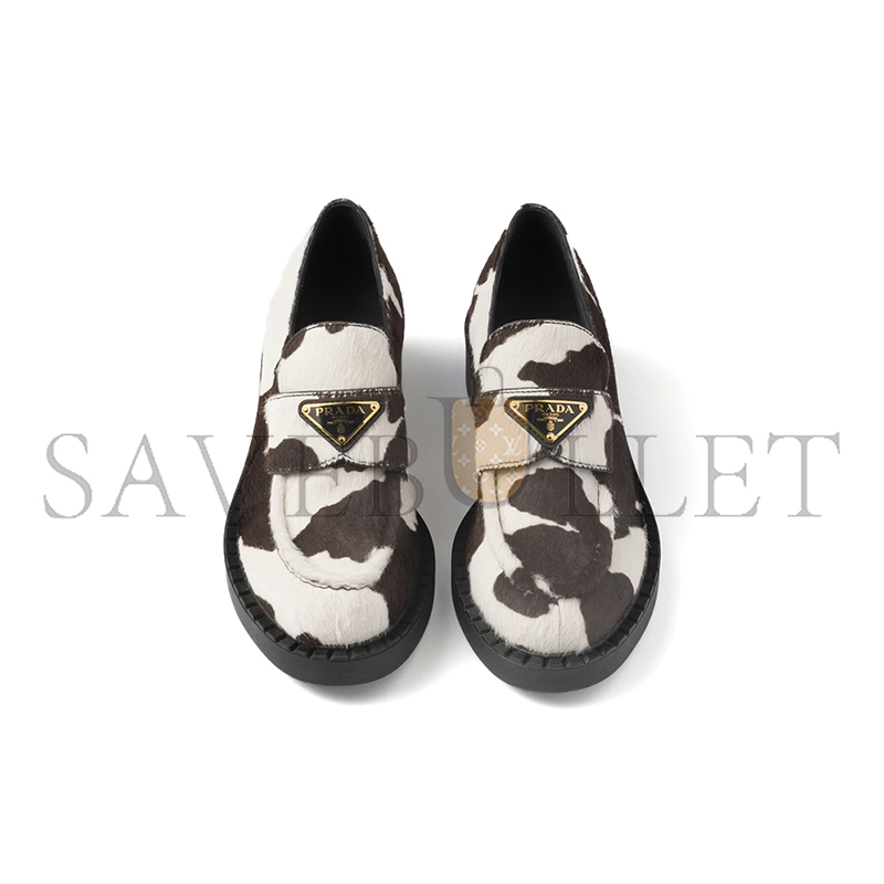 PRADA CHOCOLATE PRINTED LEATHER LOAFERS 1D246M PRADA CHOCOLATE PRINTED LEATHER LOAFERS 1D246M