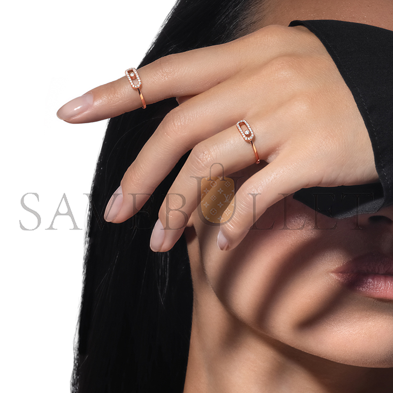 MESSIKA MOVE UNO HALF PAVÉ RING PINK GOLD DIAMOND RING 04705-PG