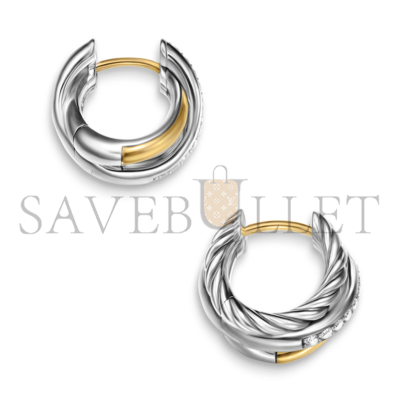 DAVID YURMAN CROSSOVER THREE ROW HUGGIE HOOP EARRINGS E18300DS8ADI