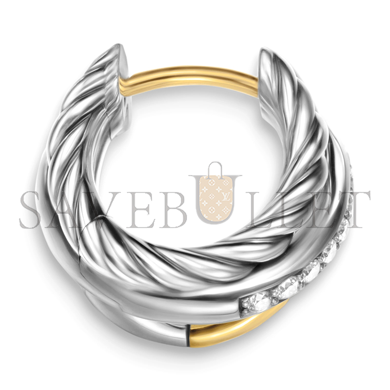 DAVID YURMAN CROSSOVER THREE ROW HUGGIE HOOP EARRINGS E18300DS8ADI