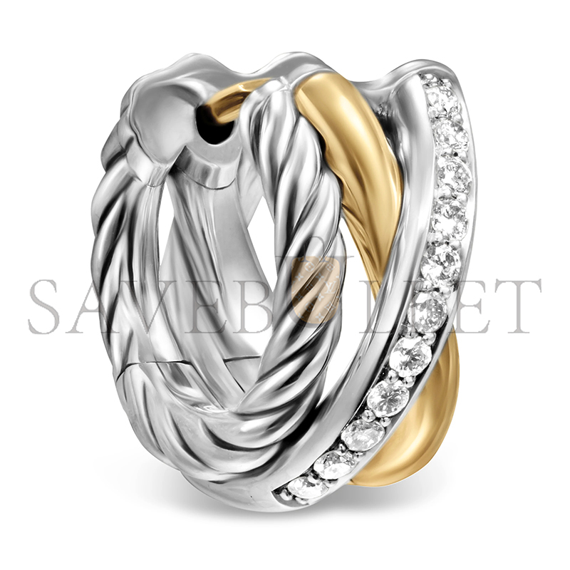 DAVID YURMAN CROSSOVER THREE ROW HUGGIE HOOP EARRINGS E18300DS8ADI