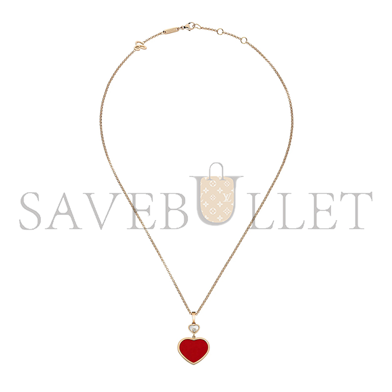 CHOPARD HAPPY HEARTS PENDANT, ROSE GOLD, DIAMOND, RED STONE 797482-5801