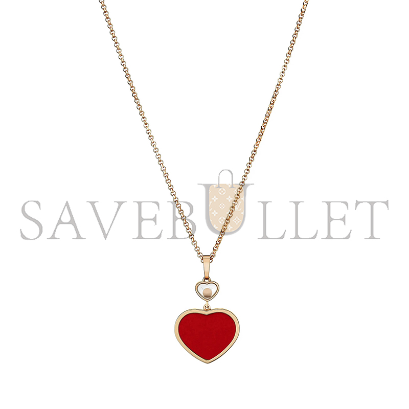 CHOPARD HAPPY HEARTS PENDANT, ROSE GOLD, DIAMOND, RED STONE 797482-5801