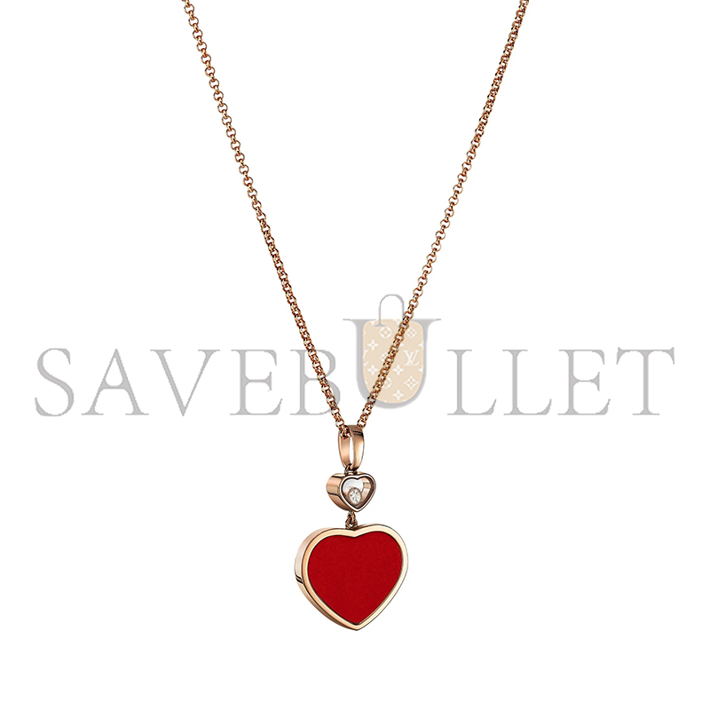 CHOPARD HAPPY HEARTS PENDANT, ROSE GOLD, DIAMOND, RED STONE 797482-5801