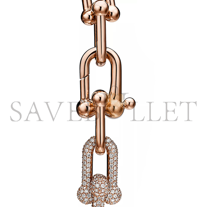 TIFFANY HARDWEAR LARGE LINK BRACELET IN ROSE GOLD WITH PAVE DIAMONDS 70751089