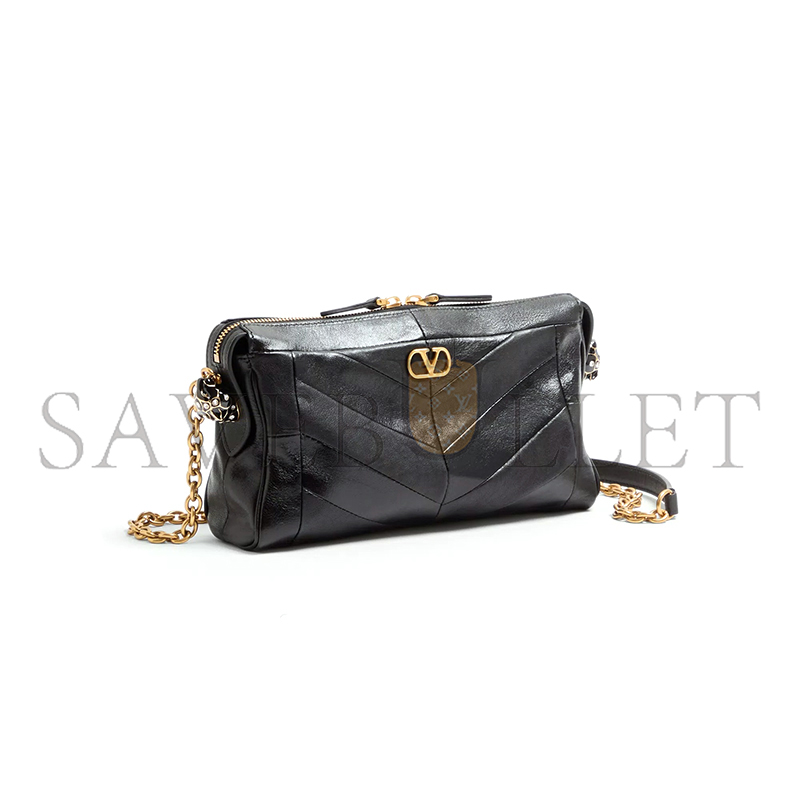 VALENTINO GARAVANI PANTHEA SMALL SHOULDER BAG IN NAPPA LEATHER WITH A CHEVRON PATTERN 8W2B0S99UYF_0NO (24*14*6cm)
