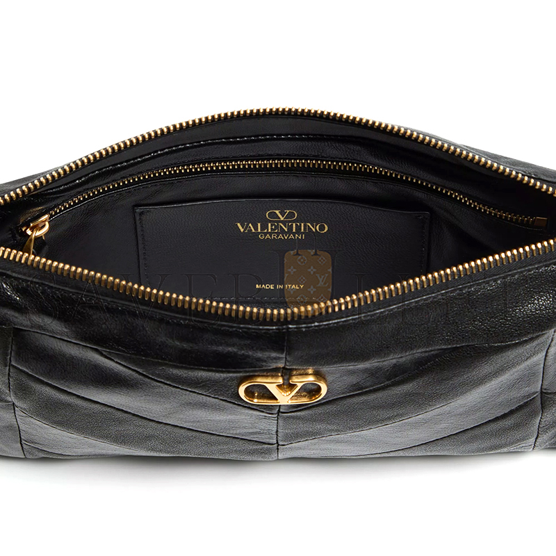 VALENTINO GARAVANI PANTHEA SMALL SHOULDER BAG IN NAPPA LEATHER WITH A CHEVRON PATTERN 8W2B0S99UYF_0NO (24*14*6cm)