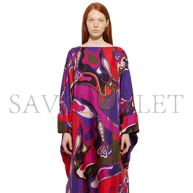 PUCCI ORCHIDEE PRINT LONG SILK KAFTAN 5URL665U731017