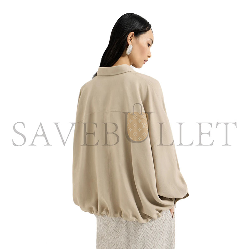 BRUNELLO CUCINELLI VISCOSE AND LINEN FLUID TWILL SHIRT 261MH126NE416