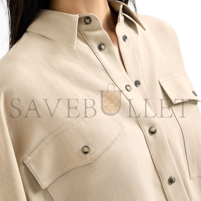 BRUNELLO CUCINELLI VISCOSE AND LINEN FLUID TWILL SHIRT 261MH126NE416