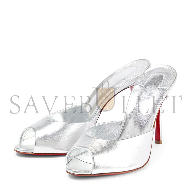CHRISTIAN LOUBOUTIN DOLLY METALLIC LEATHER MULES 100 MM 