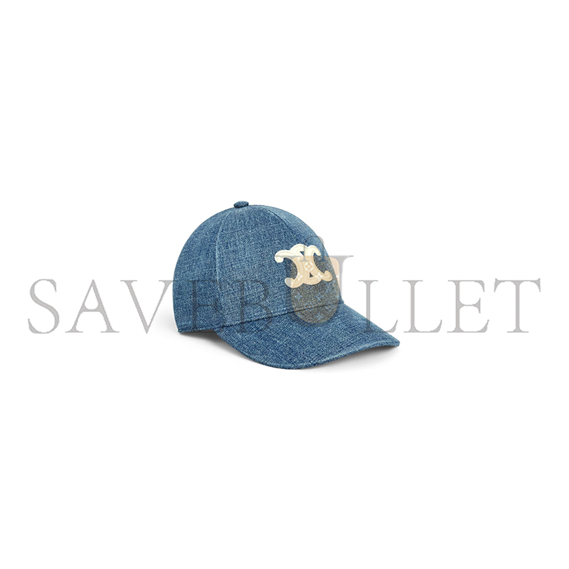 CELINE HAT TRIOMPHE BASEBALL CAP IN DENIM UNION WASH 2AUT6930F.07DU