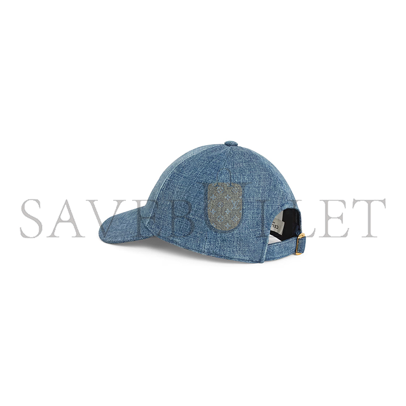 CELINE HAT TRIOMPHE BASEBALL CAP IN DENIM UNION WASH 2AUT6930F.07DU