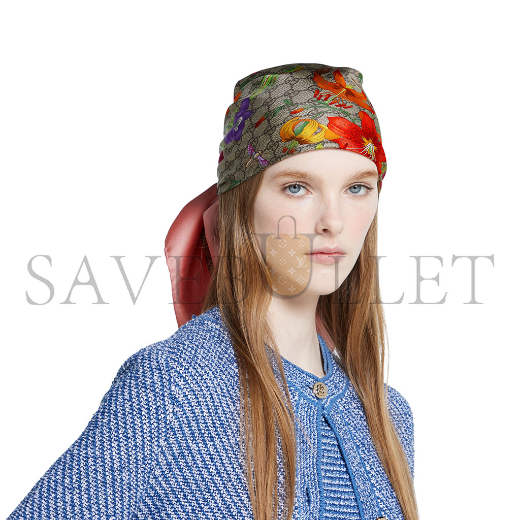GUCCI SCARF FLORA PRINT SILK TWILL 602585 (90*90cm)