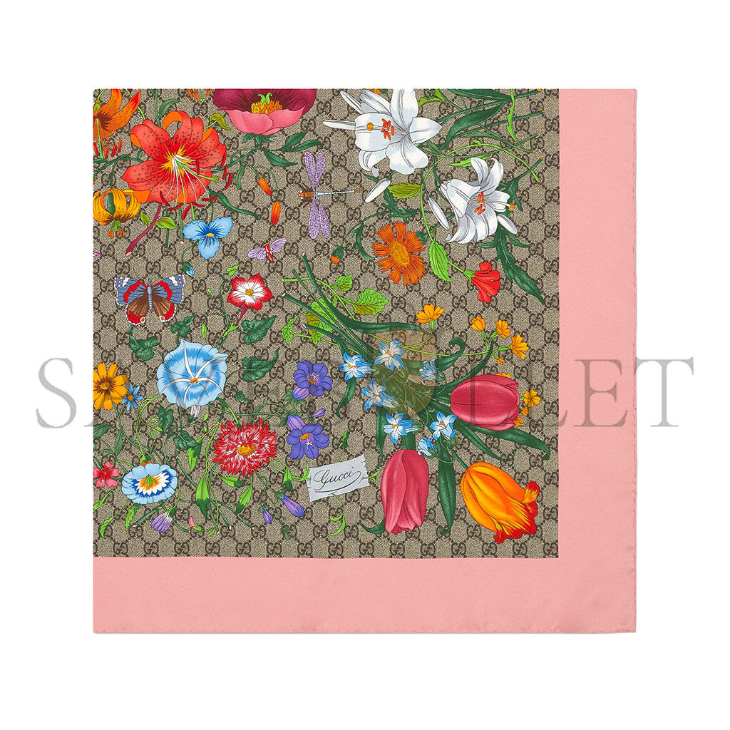 GUCCI SCARF FLORA PRINT SILK TWILL 602585 (90*90cm)