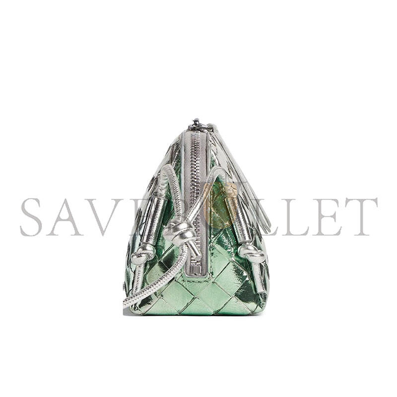 BOTTEGA VENETA CONCERT POUCH IN LAMINATED INTRECCIATO LEATHER 794258 (18.5*11.5*8.5cm)