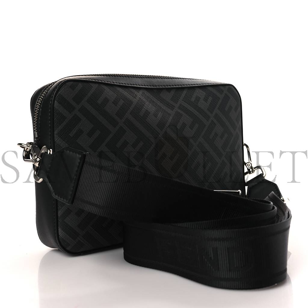 FENDI GLAZED FABRIC VITELLO LIBERTY FF 1974 DIAGONAL MEDIUM CAMERA CASE BLACK SUNFLOWER (23*15*4cm) FENDI GLAZED FABRIC VITELLO LIBERTY FF 1974 DIAGONAL MEDIUM CAMERA CASE BLACK SUNFLOWER (23*15*4cm)